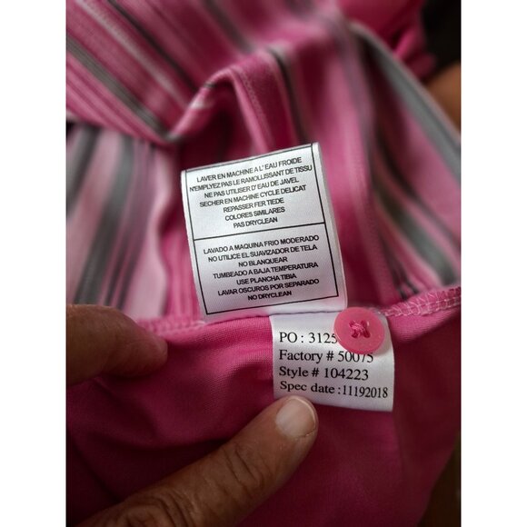 Antigua Polo Golf Shirt L Pink Striped  Short Sleeve Preppy Beach Vacation - Picture 5 of 7
